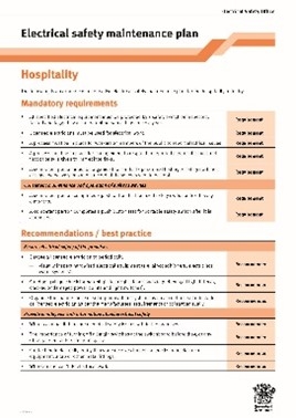 Electrical safety maintenance plan - hospitality